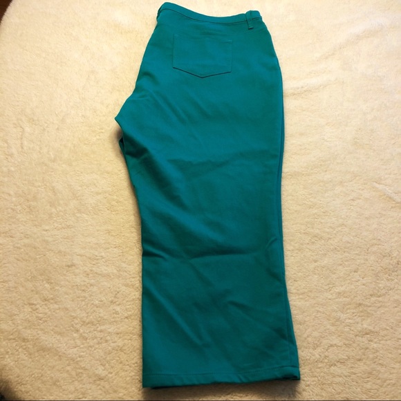 NWOT - Green Blue Double Stretch Capri Pants - Picture 5 of 5